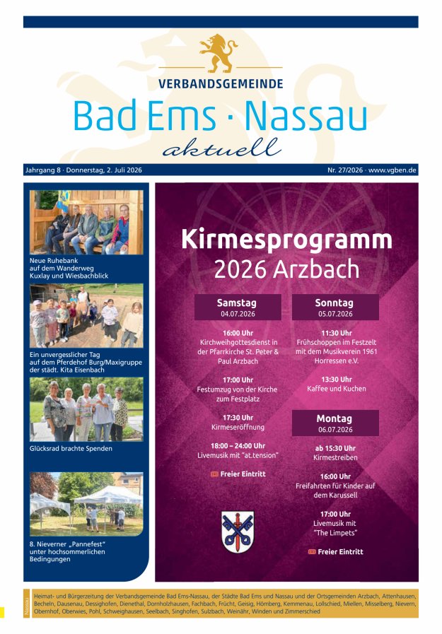Bad Ems-Nassau aktuell Ausgabe Nassau Titelblatt 26/2026