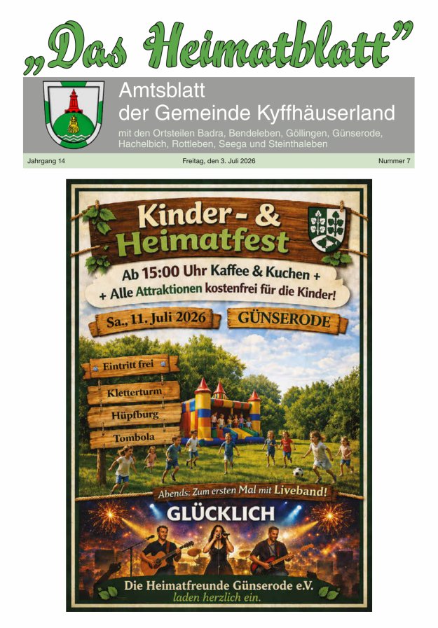 Das Heimatblatt Titelblatt 07/2026