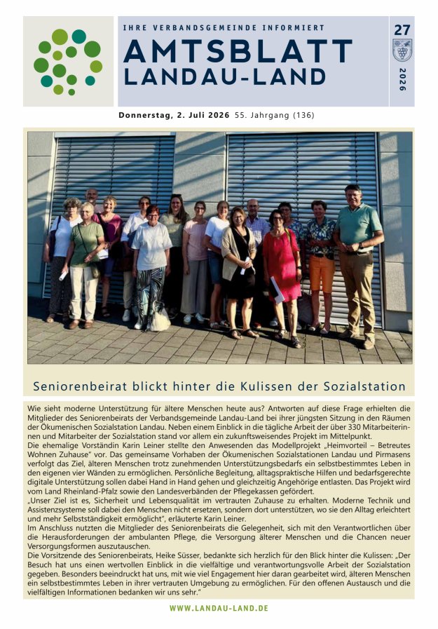 Amtsblatt VG Landau-Land Titelblatt 27/2026