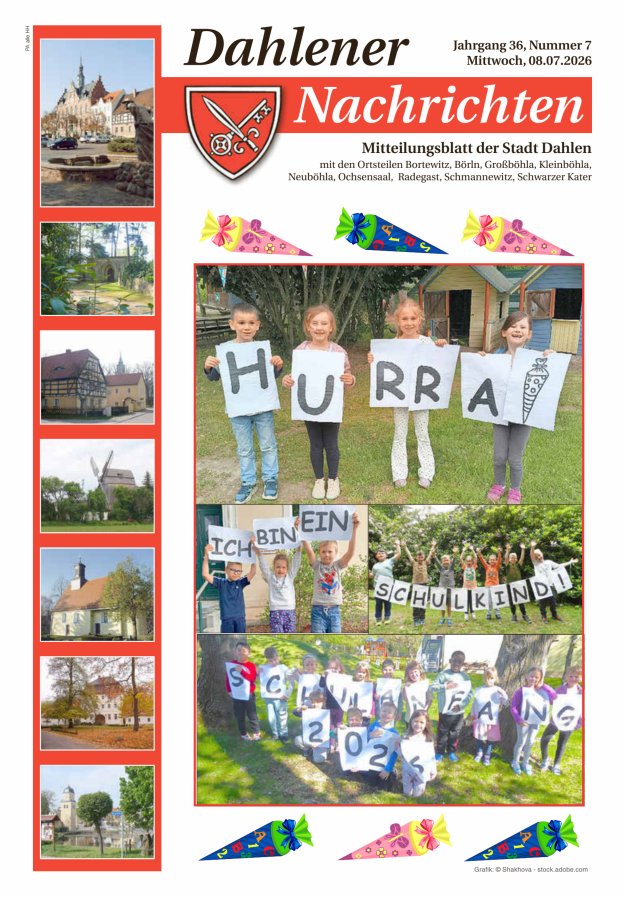 Dahlener Nachrichten - Amtliches Mitteilungsblatt der Stadt Dahlen Titelblatt 07/2026