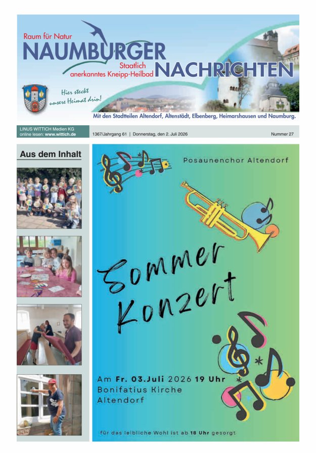 Naumburger Nachrichten Titelblatt 27/2026
