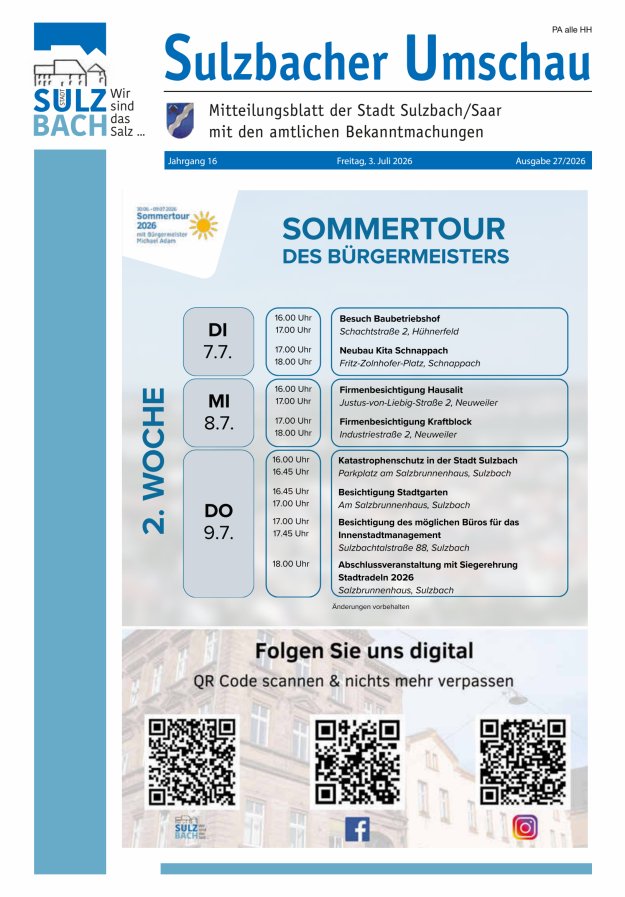 Sulzbacher Umschau Titelblatt 27/2026