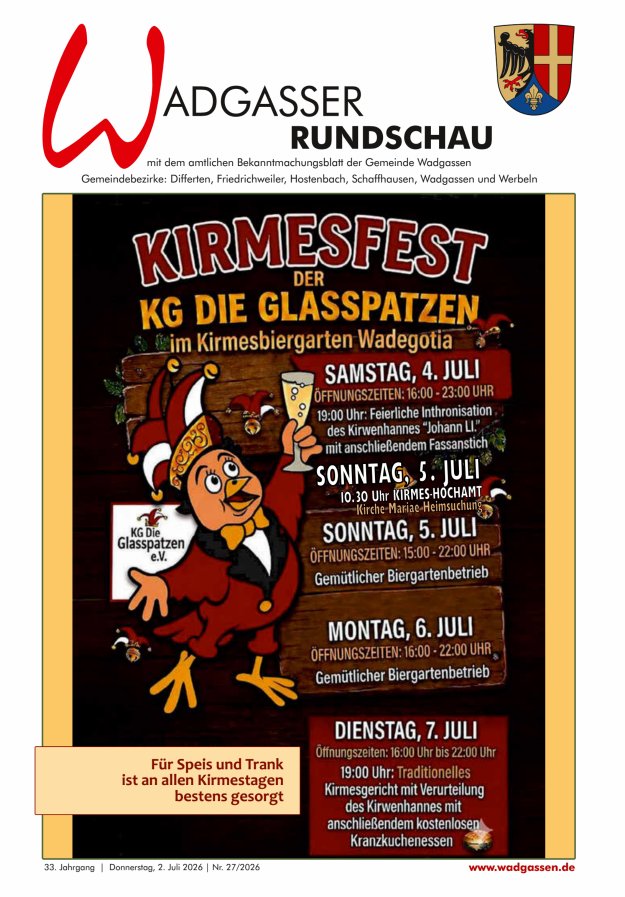 Wadgasser Rundschau Titelblatt 27/2026