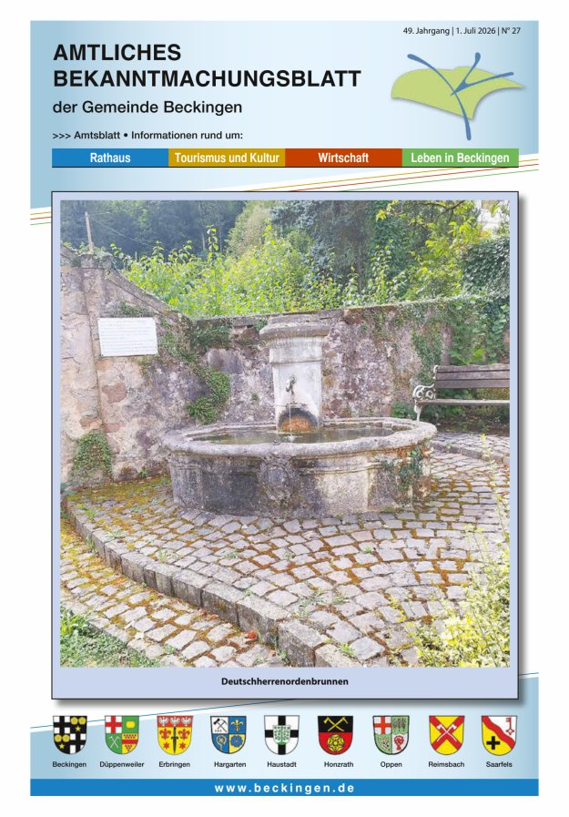 Amtsblatt Beckingen Titelblatt 27/2026