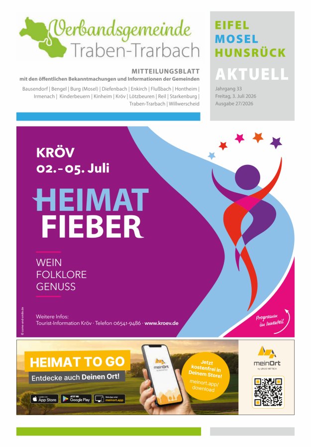 Eifel-Mosel-Hunsrück aktuell VG Traben-Trarbach Titelblatt 27/2026