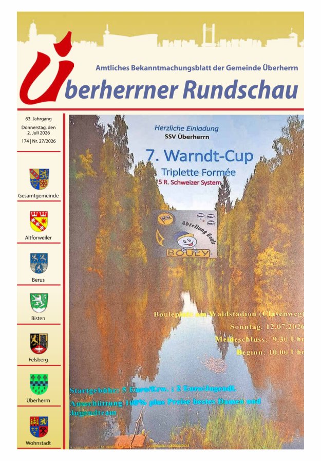 Überherrner Rundschau Titelblatt 27/2026