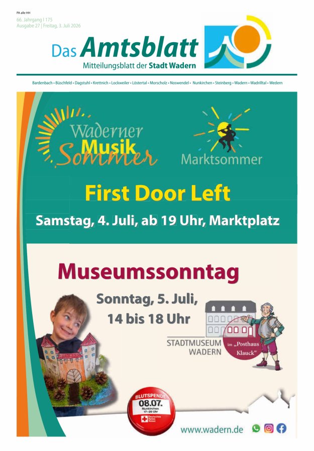 Stadt Wadern Titelblatt 27/2026