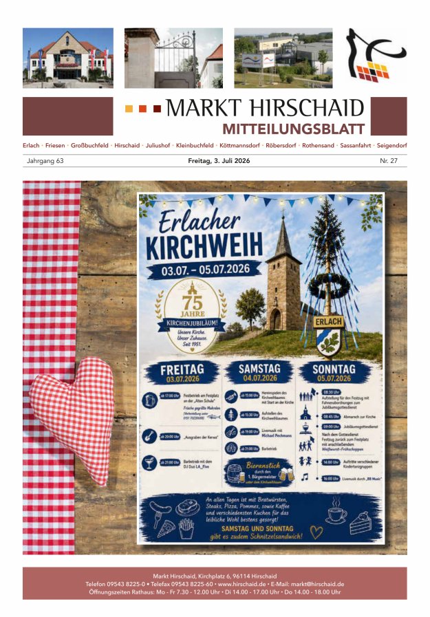 Mitteilungsblatt Markt Hirschaid Titelblatt 27/2026