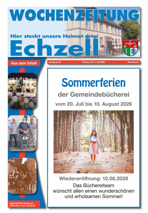 Wochenzeitung für die Gemeinde Echzell Titelblatt 27/2026