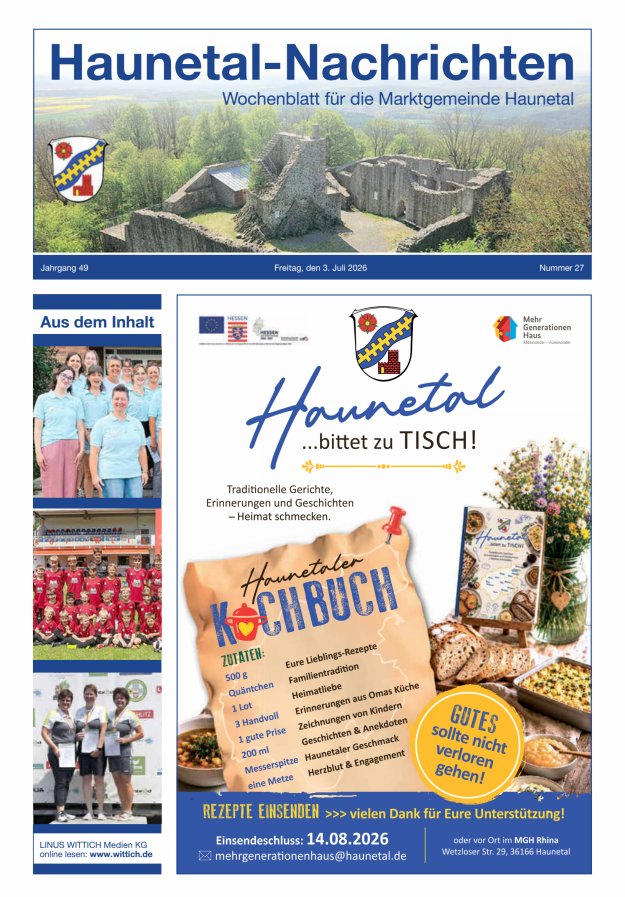 Haunetal-Nachrichten Titelblatt 27/2026