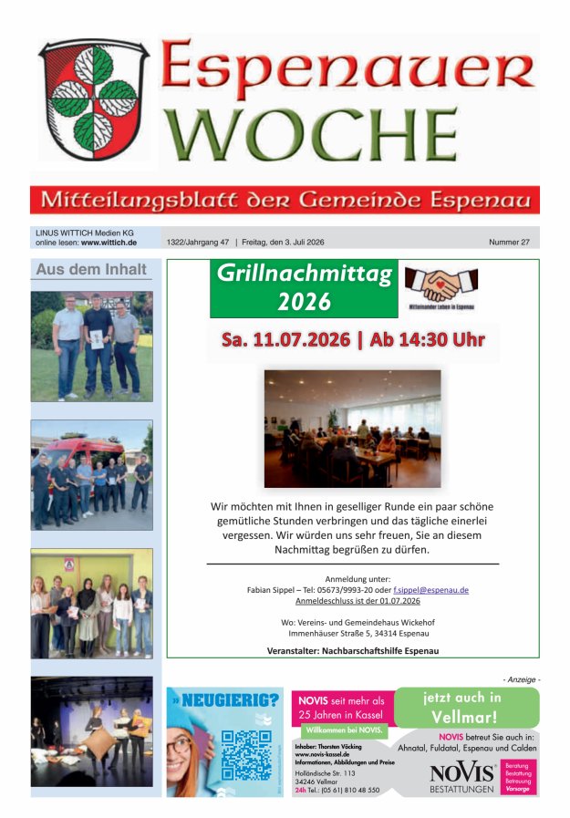 Espenauer Woche Titelblatt 27/2026
