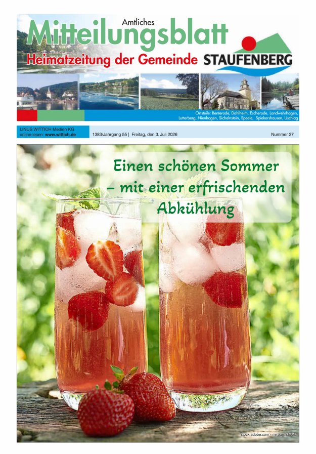 Heimatzeitung der Gemeinde Staufenberg Titelblatt 27/2026