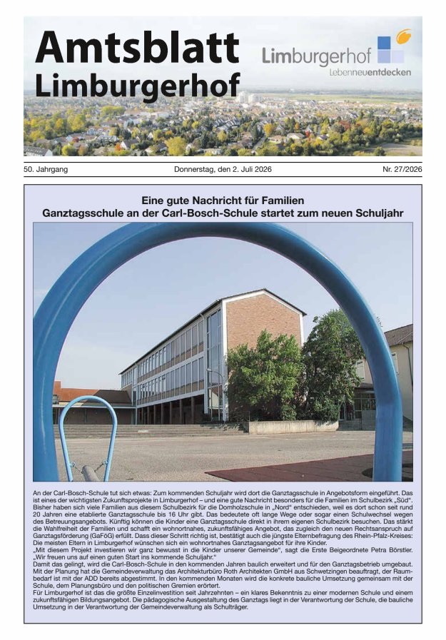Amtsblatt Limburgerhof Titelblatt 27/2026