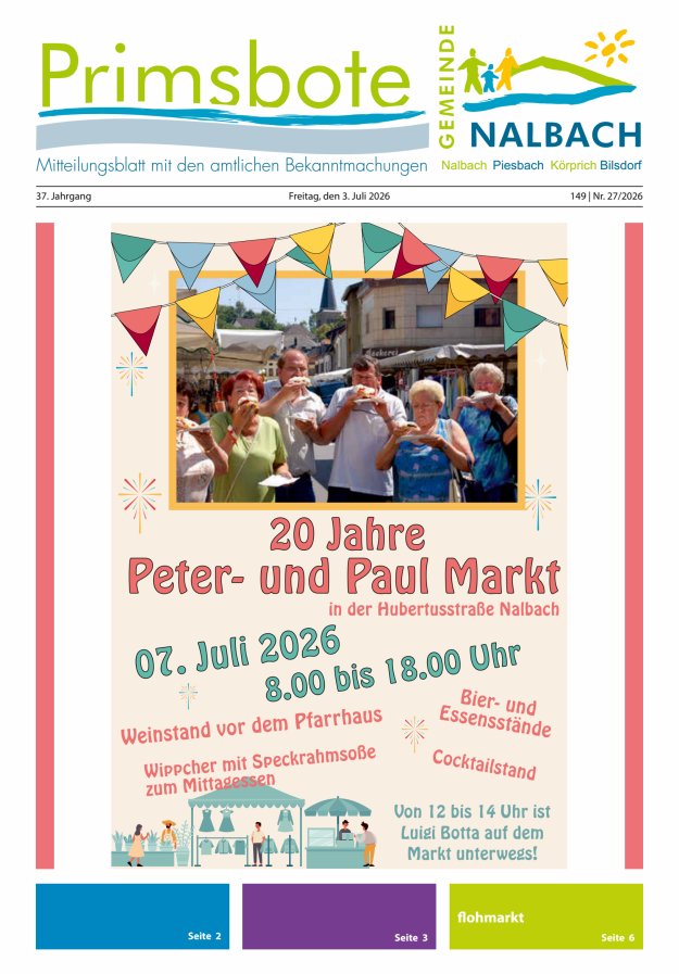 Primsbote Gemeinde Nalbach Titelblatt 27/2026