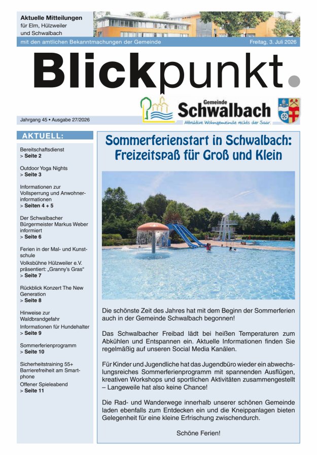 Blickpunkt Schwalbach Titelblatt 27/2026
