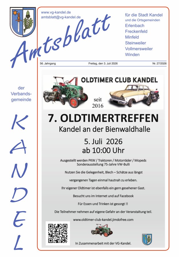Amtsblatt VG Kandel Titelblatt 27/2026