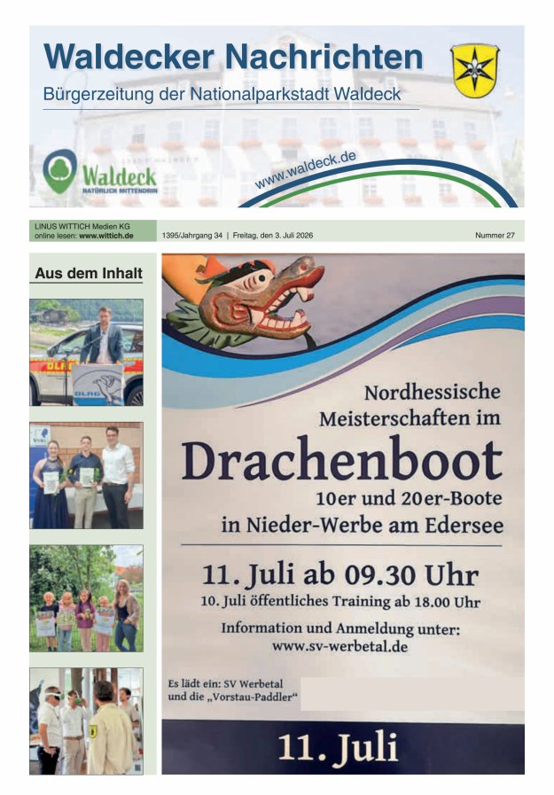 Waldecker Nachrichten Titelblatt 27/2026