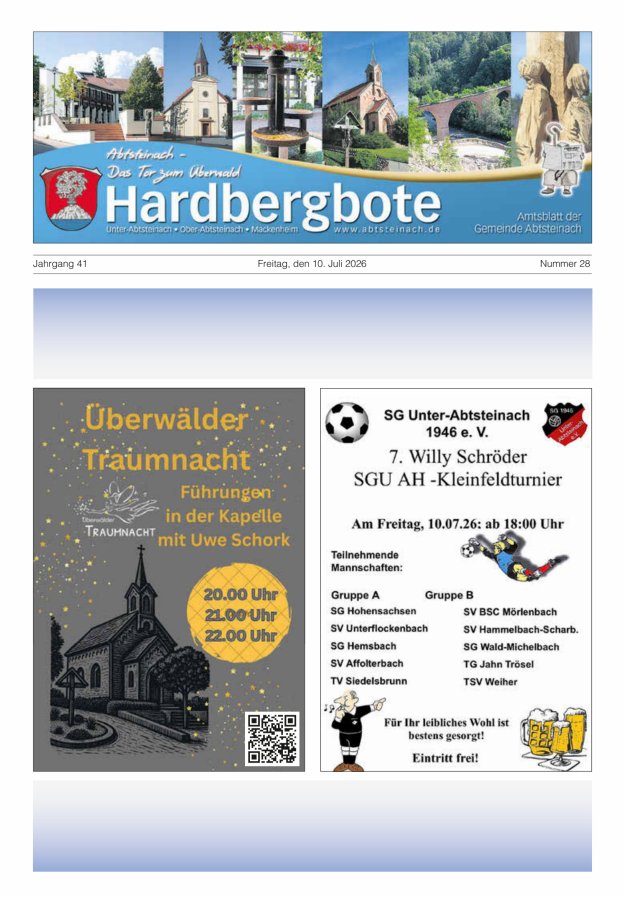 Hardbergbote - Mitteilungsblatt der Gemeinde Abtsteinach Titelblatt 28/2026