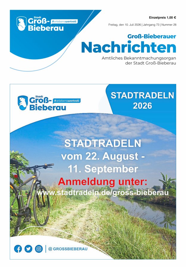 Groß-Bieberauer Nachrichten Titelblatt 28/2026