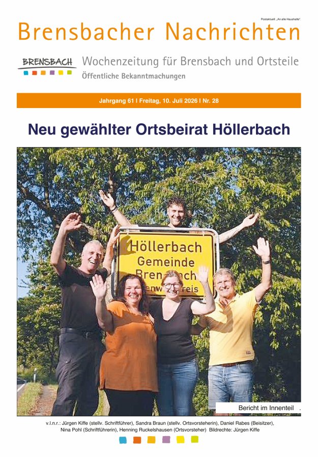 Brensbacher Nachrichten Titelblatt 28/2026