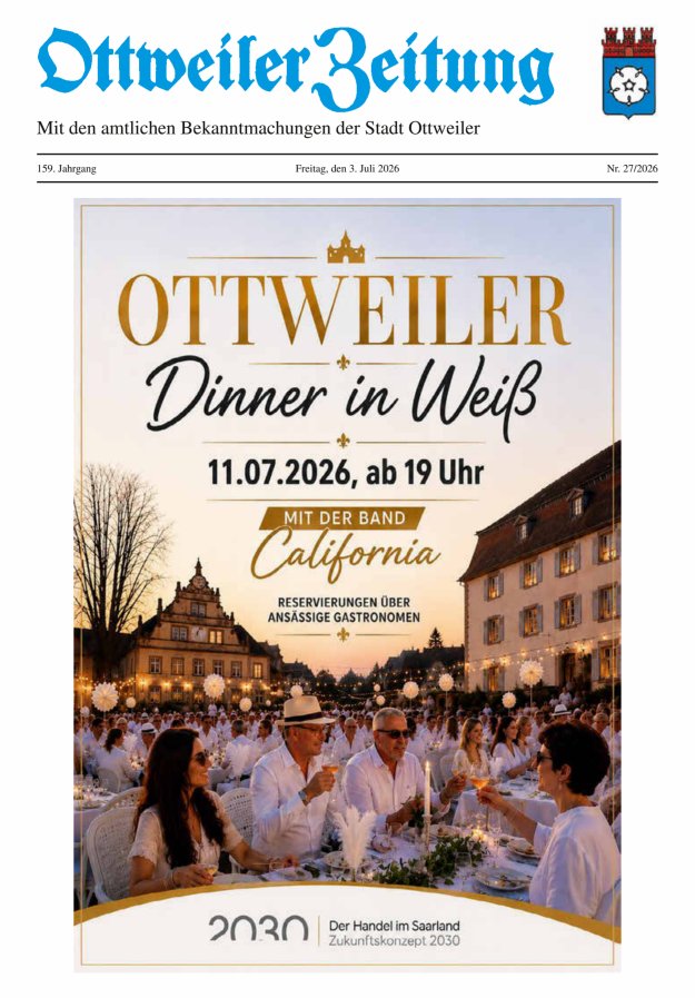 Ottweiler Zeitung Titelblatt 27/2026