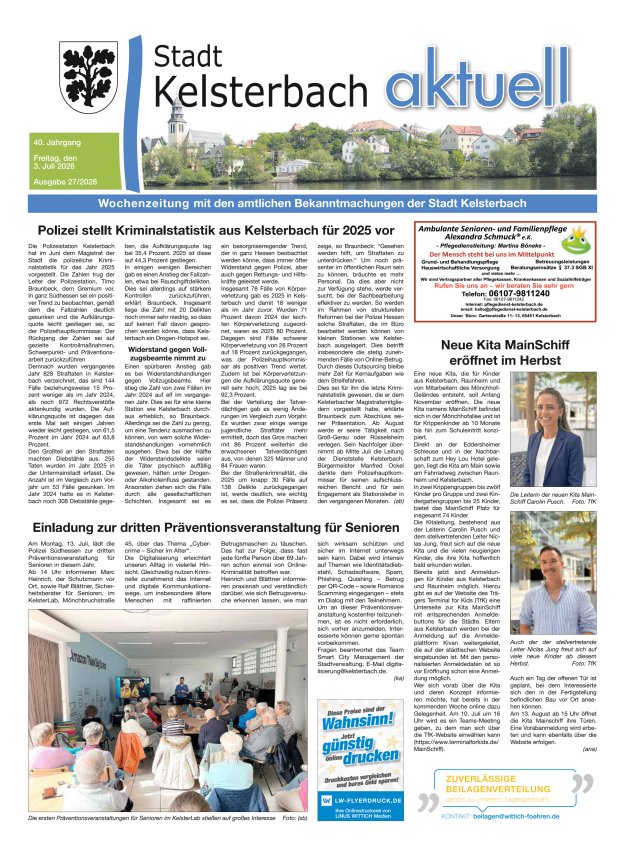 Kelsterbach aktuell Titelblatt 27/2026