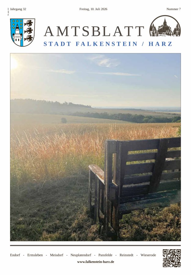Amtsblatt der Stadt Falkenstein/Harz Titelblatt 07/2026