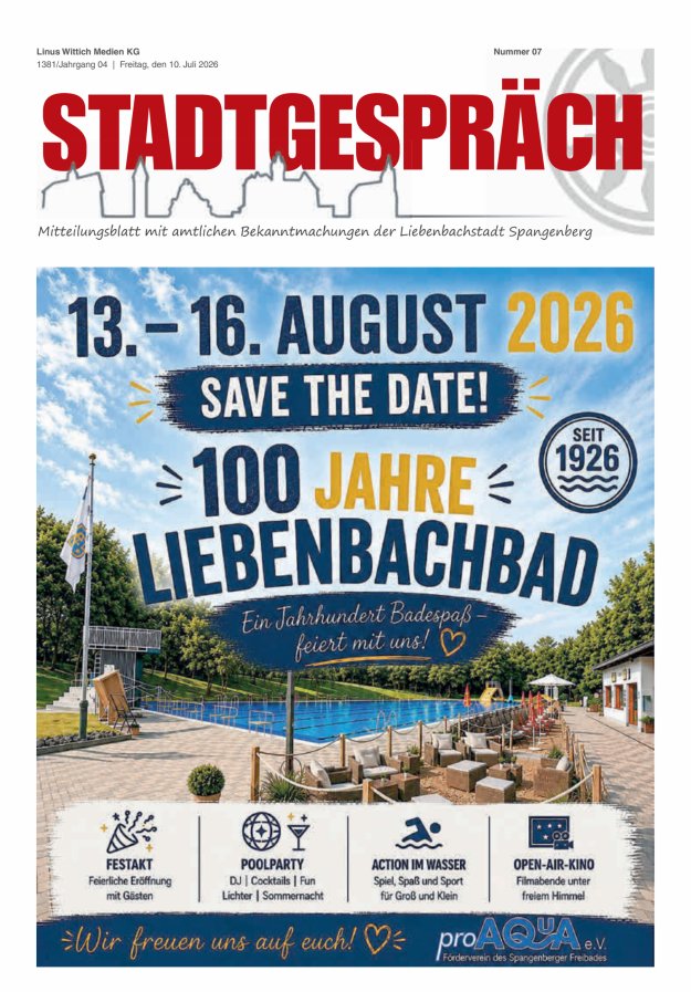 Stadtgespräch Spangenberg Titelblatt 07/2026