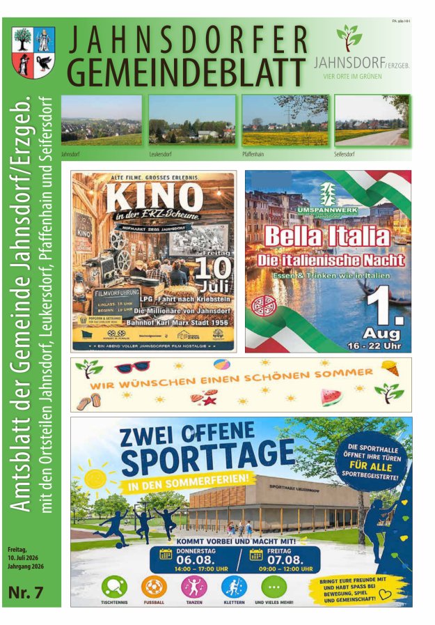 Jahnsdorfer Gemeindeblatt Titelblatt 07/2026