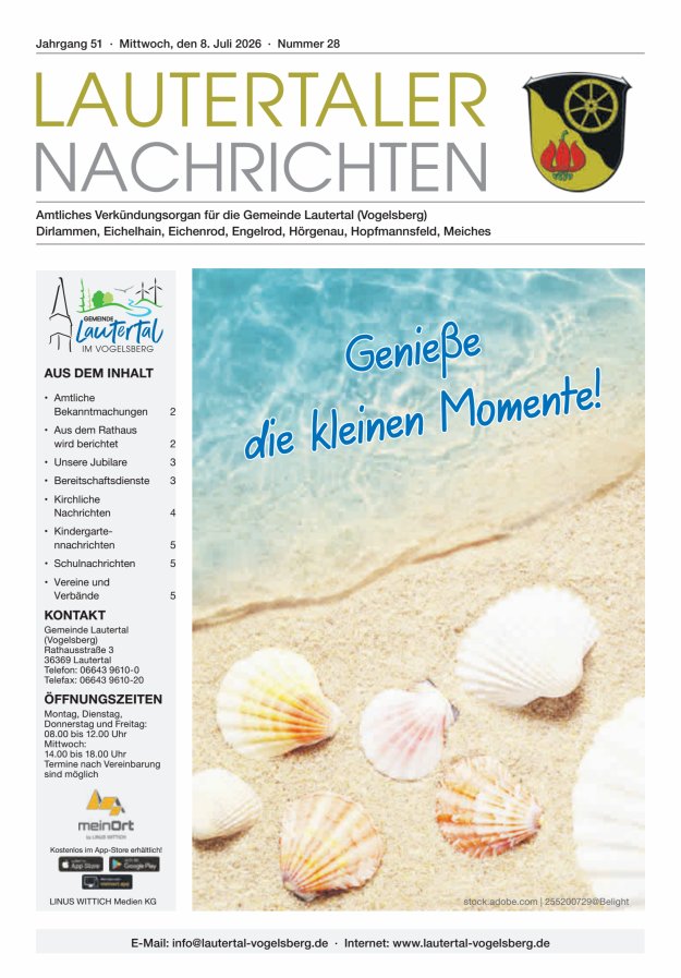 Lautertaler Nachrichten Titelblatt 28/2026