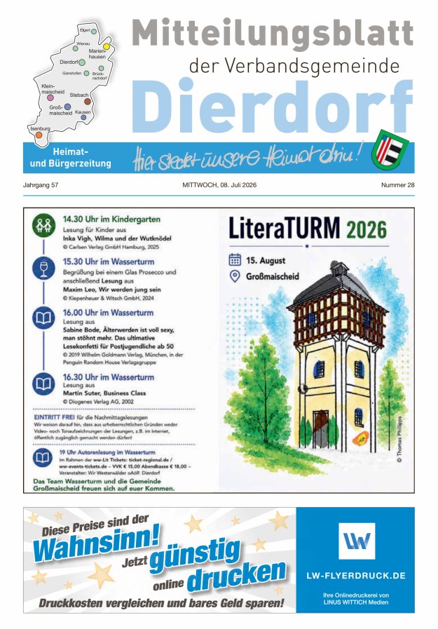 Mitteilungsblatt der Verbandsgemeinde Dierdorf Titelblatt 28/2026