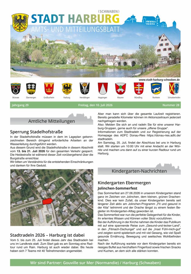Amts- und Mitteilungsblatt der Stadt Harburg Titelblatt 28/2026