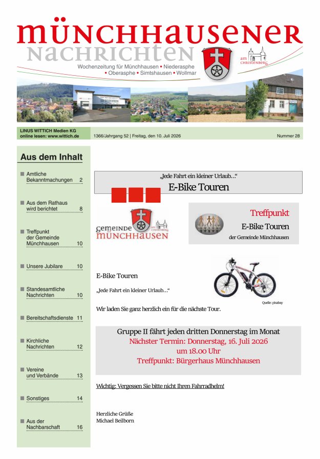 Münchhausener Nachrichten Titelblatt 28/2026