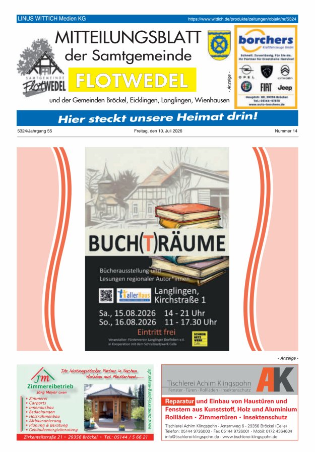 Mitteilungsblatt der Samtgemeinde Flotwedel Titelblatt 14/2026