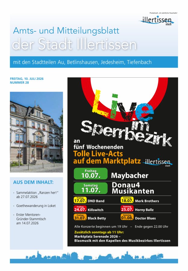 Amts- und Mitteilungsblatt Stadt Illertissen Titelblatt 28/2026