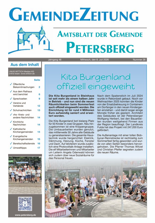 Amtsblatt Blickpunkt Petersberg Titelblatt 28/2026