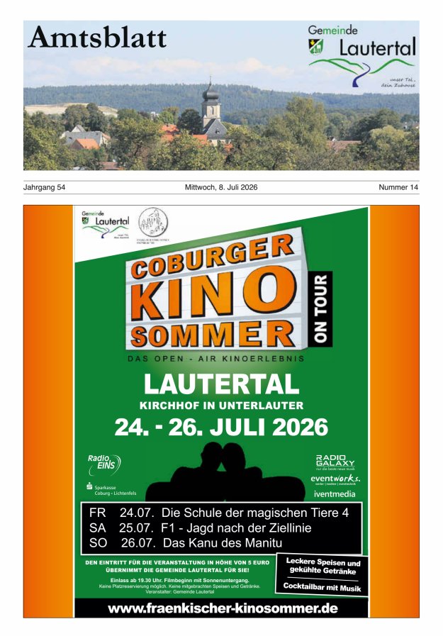 Amtsblatt der Gemeinde Lautertal Titelblatt 14/2026