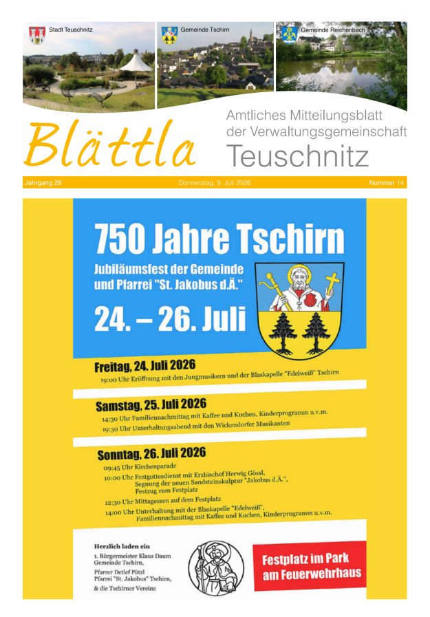 VG-Nachrichten Teuschnitz Titelblatt 14/2026