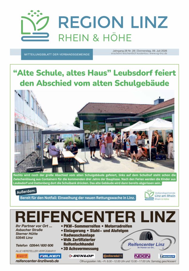 Unsere Verbandsgemeinde Linz am Rhein Titelblatt 28/2026