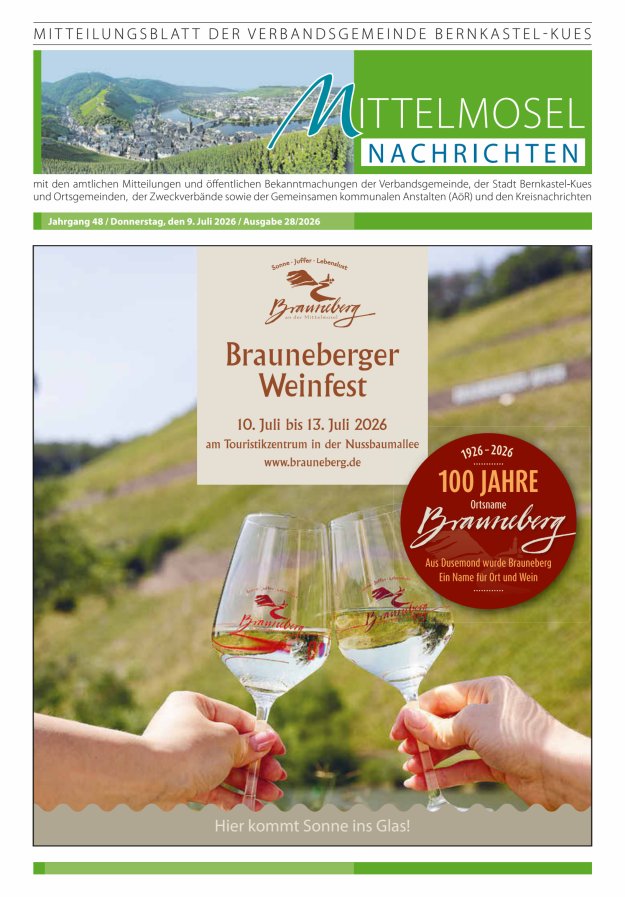 Mittelmosel-Nachrichten VG Bernkastel-Kues Titelblatt 28/2026
