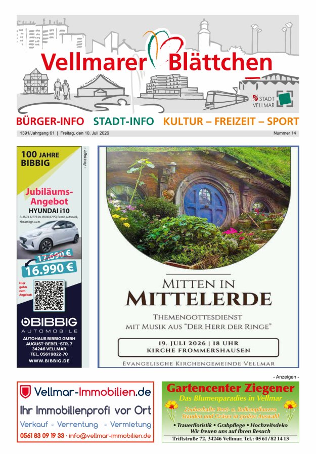 Vellmarer Blättchen Titelblatt 14/2026