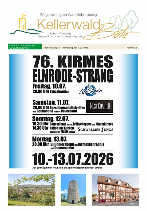 Kellerwaldbote - Bürgerzeitung der Gemeinde Jesberg Titelblatt 28/2026