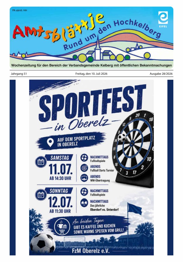 Amtsblättje - Rund um den Hochkelberg Titelblatt 28/2026