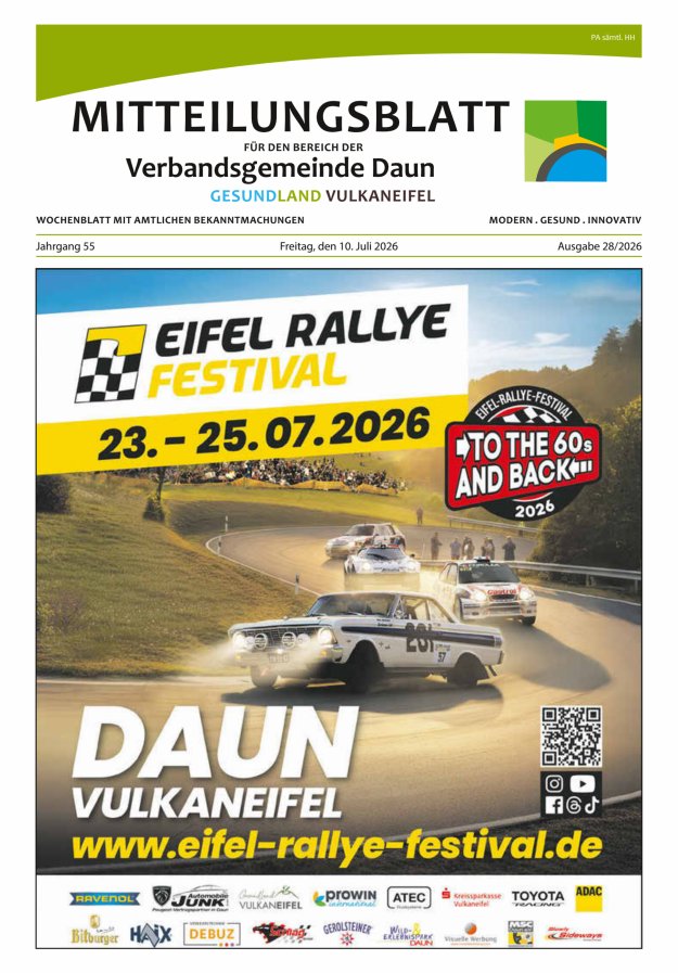 Mitteilungsblatt VG Daun Titelblatt 28/2026