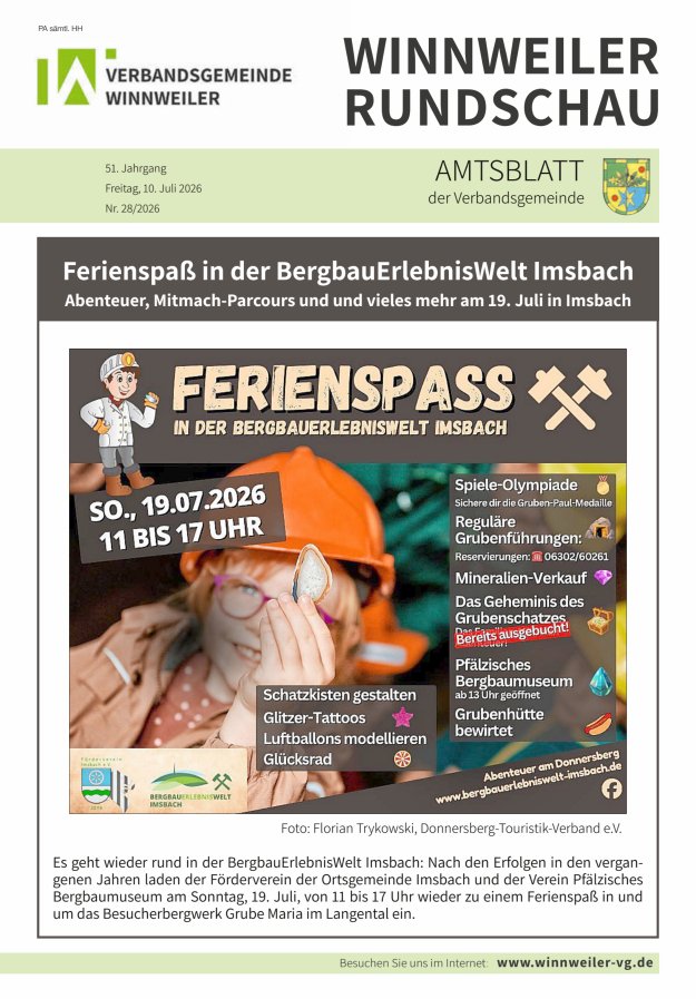 Winnweiler Rundschau Titelblatt 28/2026