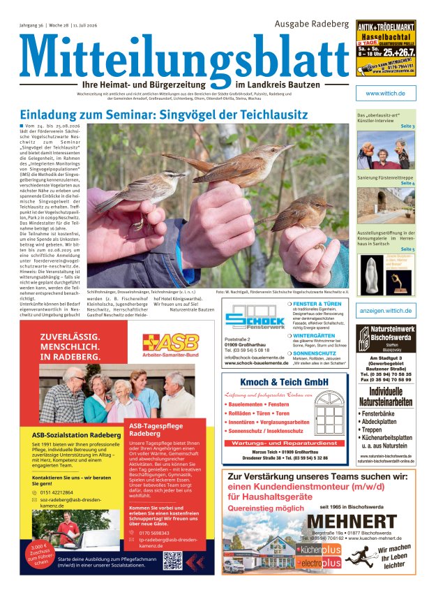 Mitteilungsblatt LK Bautzen Ausgabe Radeberg Titelblatt 14/2026