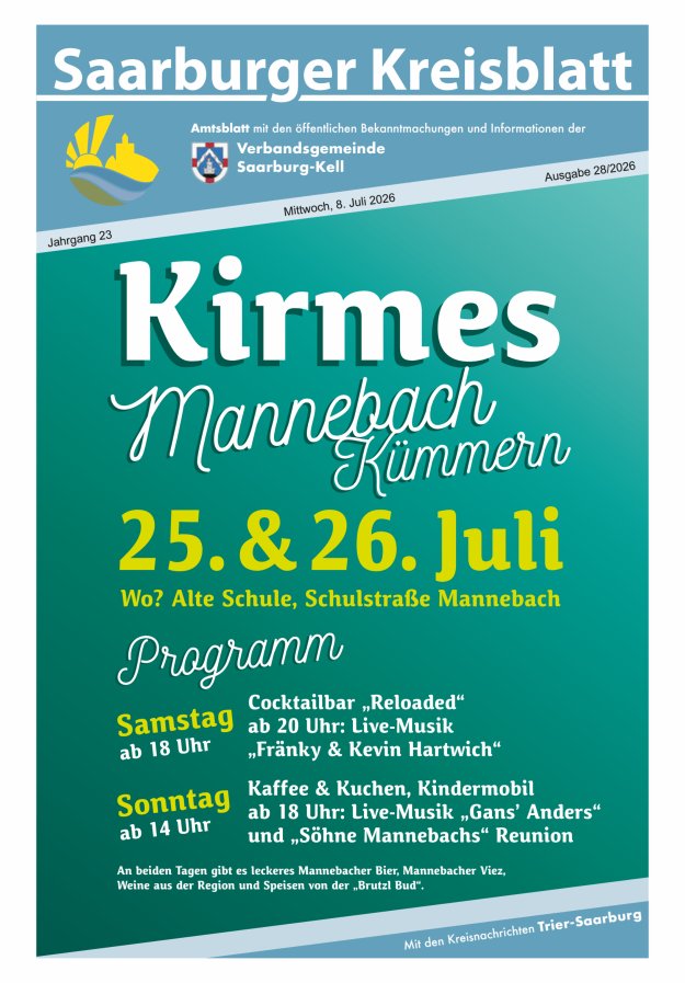 Saarburger Kreisblatt Titelblatt 28/2026
