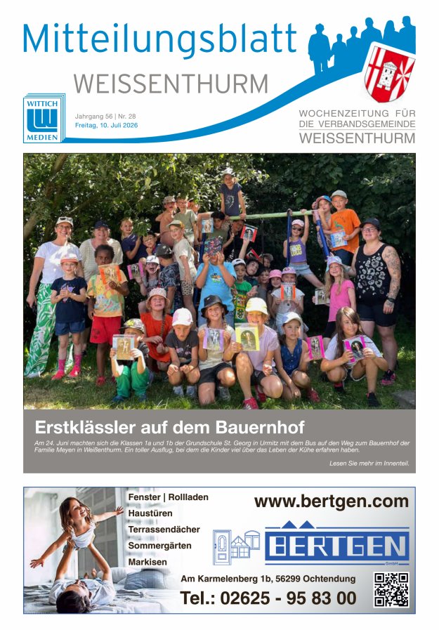 Mitteilungsblatt für den Bereich der Verbandsgemeinde Weißenthurm Titelblatt 28/2026