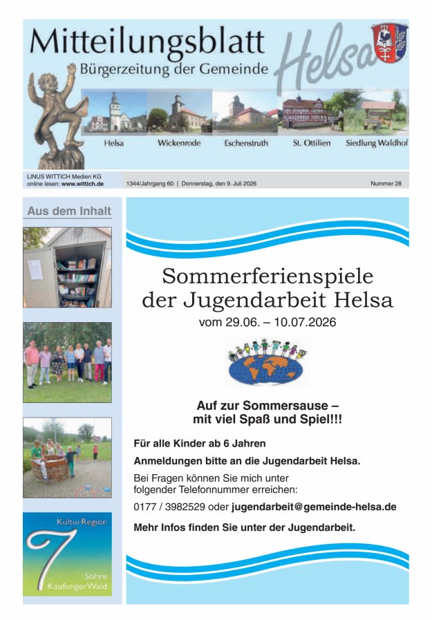 Mitteilungsblatt Helsa Titelblatt 28/2026