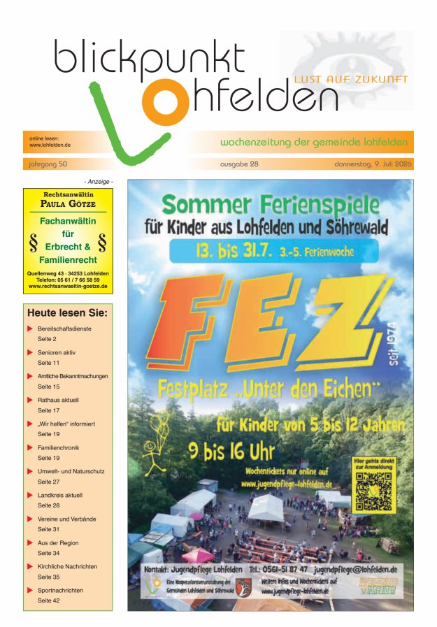 Blickpunkt Lohfelden Titelblatt 28/2026